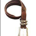 Brighton Double Braided Leather Belt #97087 Woven Brown Small 28”Boho Chic Photo 2