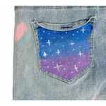 Almost Famous Juniors  Hand Painted Denim Shortalls Bib Overall Shorts Stretch L Photo 6