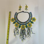 Floral Beaded Necklace bracelet and Earring Set yellow (multicolor) Photo 3