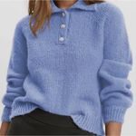 Vero Moda Mabel knit polo sweater blouse XS women's blue soft fuzzy fall winter Photo 0