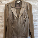 Peter Nygard Vintage  Womens L Jacket Bronze Studded Leather & Knit‎ Back Sleeves Photo 0