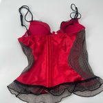 Jezebel  Scarlet Red and Black Lace Satin Doll intimately Bustier size 34B Photo 3
