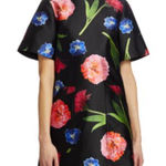 Carolina Herrera short sleeve shift dress black multi floral mini NEW small S20 Photo 0