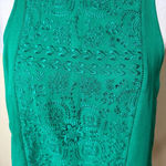 Lucky Brand Embroidered Detail Bright Green Tank Top Lined Blouse - Size Medium Photo 2