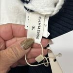 Commense Open Collar Button Up Sweater White Black Size XL Photo 7