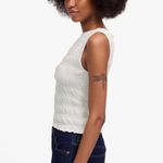 Madewell NWT White Sachi Smocked Cotton Linen Blend Boatneck Tank - XXS Photo 6