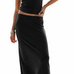 NEW Black Skirt Set 2 Piece Outfits Crop Sleeveless Tank Top High Waist Maxi XL Photo 0
