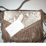 Kooba Leather Handbag Bag Brown Python Fringe Logo New Womens Cross body Snake Photo 6
