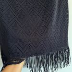 W By Worth  Midnight Navy Blue Eyelet Fringe Skirt Dressy‎ Office City Size 12 Photo 2