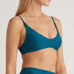 Quince NWT  Women's Teal Blue V Neck Bikini Top Sz XL - Sold out online Photo 0