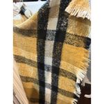 Max Studio Oversized Plaid Blanket Scarf Wrap Shawl Fringe Yellow Black Cream Photo 3