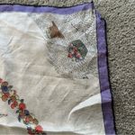 Vintage Silk Apple Tree Basket Scarf Fall Womens Cream Purple Photo 3