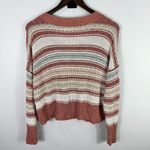 American Eagle  Sweater XS Pink White Striped Knit Slouchy Preppy‎ 90s Boho Retro Photo 1