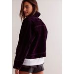 Free People We The Free Suzy Flocked Denim Jacket NWT Wine Burgundy Size M Photo 1