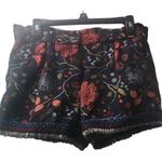 Loft Ann Taylor‎  Floral Print Shorts Fringed Hem Boho Casual Black S Photo 0