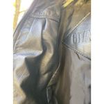 Vintage Gitano Black Leather Trench‎ Coat Longline Button Front Women's L Size L Photo 8