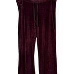 VINTAGE Y2K OmGirl Women’s Wide Leg Velour Pants in Burgundy Size S Red Photo 0