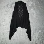 T/O Sweater Womens Medium Black Open Knit Waterfall Whimsigoth Dark Fairy Grunge Photo 2