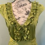 Max and Cleo Chartreuse Green Ruffle Cap Sleeve Dress Women’s Size 8 Medium Photo 1