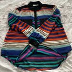 Bisou Bisou  sheer button up striped multicolored blouse size M bohemian festival Photo 12