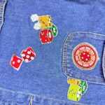 Vintage baccini denim cotton jean vest with casino Vegas gambling appliqués med Blue Photo 1