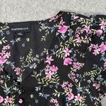 Fortune + Ivy Black Floral V-Neck Blouse Women's Small Short Sleeve Top Photo 1