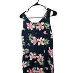 Pineapple Moon Gray Floral Silk Maxi Sleeveless Dress Vintage Pink Green Small Photo 5