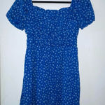 Crystal Doll Blue White Floral Minidress Off the Shoulder Short Sleeves Size L Photo 0