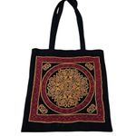 Bohemian Large Crossbody 100% Cotton Tote Bag Black Photo 0