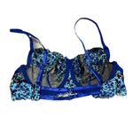 None Blue Black Lace Crochet Strappy Sheer Bralette Underwired M Festival Western Photo 2