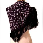 Tory Burch NWT Stamped Floral Fringed Silk Square Scarf/Wrap Photo 3