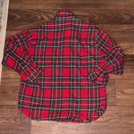 Dee Elly women’s Red Christmas Tartan Plaid Button Up Shirt Fall Winter Casual Photo 6