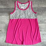 Hemish USA NEW Pink Racerback Tank Women Med M Relaxed Black White Leopard Yoke Photo 0