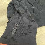 ZARA Jacquard Navy Blue Floral Double Breasted Long Silky Blazer Size Medium Photo 10