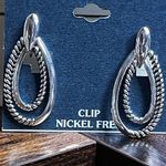 Sensitive Ears Dangle Double Teardrop Earrings Silver Photo 1