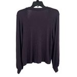 LA Made  Purple Ribbed V Neck Long Sleeve Top Medium New Photo 1