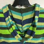 BDG Women’s Reid Hooded Cropped Sweater Vest Striped Green Size Small Festival Photo 9