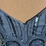 Adrianna Papell Beaded Sleeveless Art Nouveau Gray Gown Sheer Overlay size 0 Photo 9