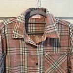 Pink Lily  Button Down Flannel Shirt Front Pocket Pink Flannel Size Small Photo 1