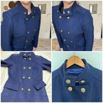 ZARA Woman navy double breasted 5 button military style pea coat sz L Photo 3
