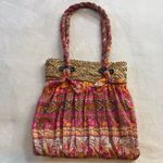 Cappelli Straworld Straw & Fabric Tote Bag Pink Photo 1