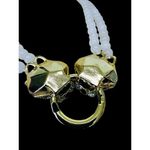 Eye Candy Los Angeles Agate Double Panther Head Crystal Pave Necklace Gold Tone Photo 7