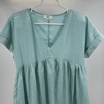 Entro  Light Blue Textured Mini Dress babydoll S animal print shiny monochromatic Photo 6