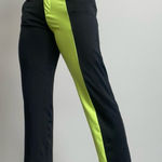 High‎ Waist Color Block Black Pants with Neon Green Stripe Size XS Photo 0