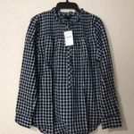 J.Crew Gingham Pleated Bib Ruffle Trim Shirt Photo 7