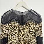 Zara Basic Top Women S Chetah Leopard Lace Illusion Mobwife CB92S Y2K Bratz Fall Black Photo 2