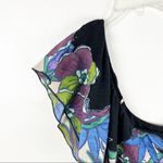 Free People  Black Annka Linen Blend One Shoulder Floral Ruffle Bubble Hem Top Photo 5