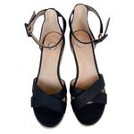 Journee Collection Telyn Espadrille Wedge Sandals Black Faux Leather Size 6.5 Photo 2