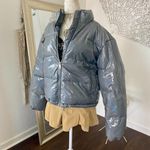 Faded Rose Essential Chunky Silver Gray Iridescent Puffer Winter Jacket M Size M Photo 1