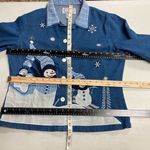TANTRUMS Women’s Vintage Denim Winter Snowman Jacket Blue White Size Large Blue Photo 8